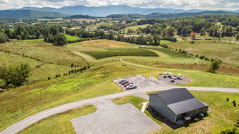Aerial view of the Great Valley Farm Brewery and Winery